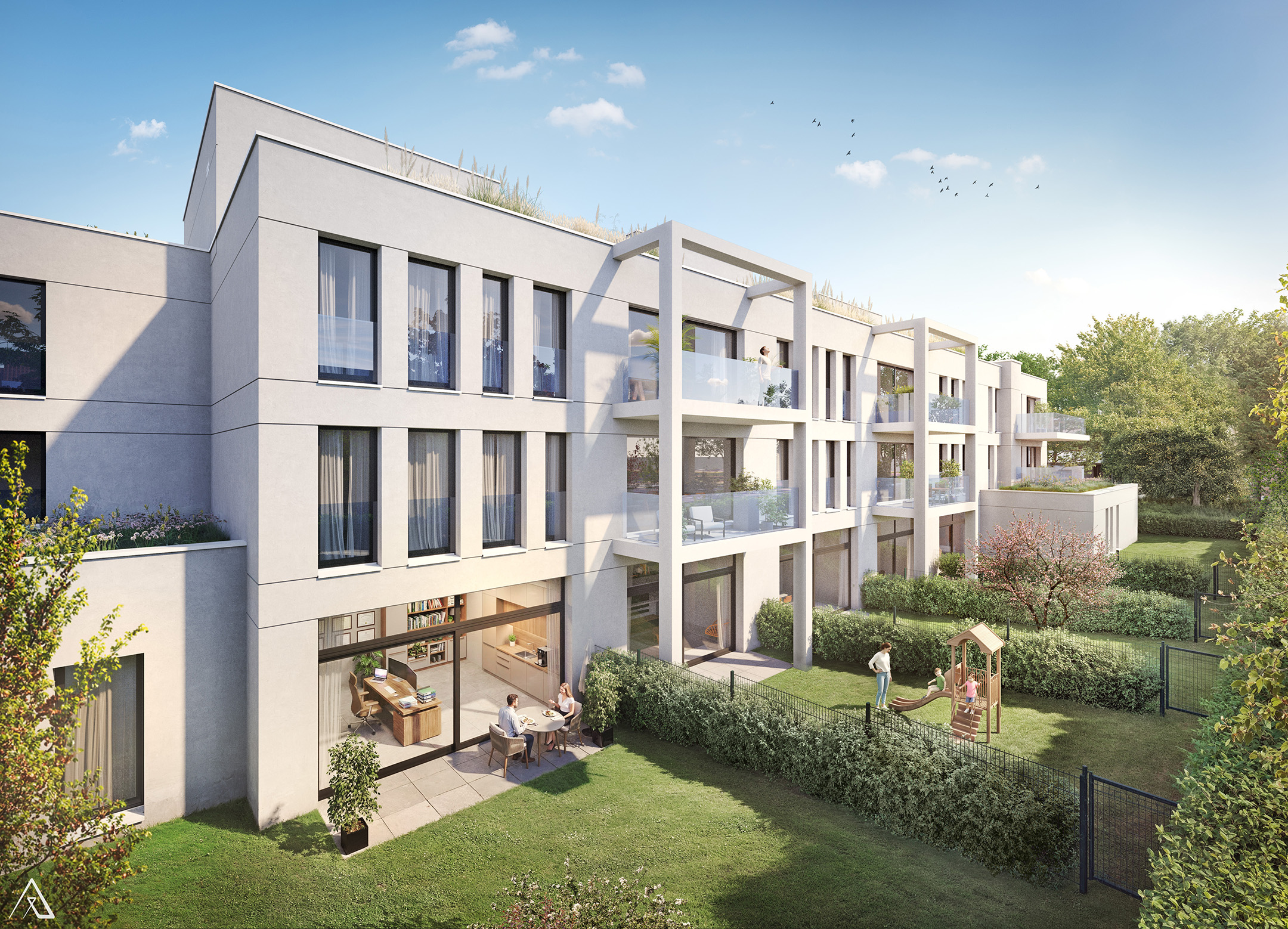 Jardins paysagers de la résidence STOCK’L offrant un cadre de vie verdoyant