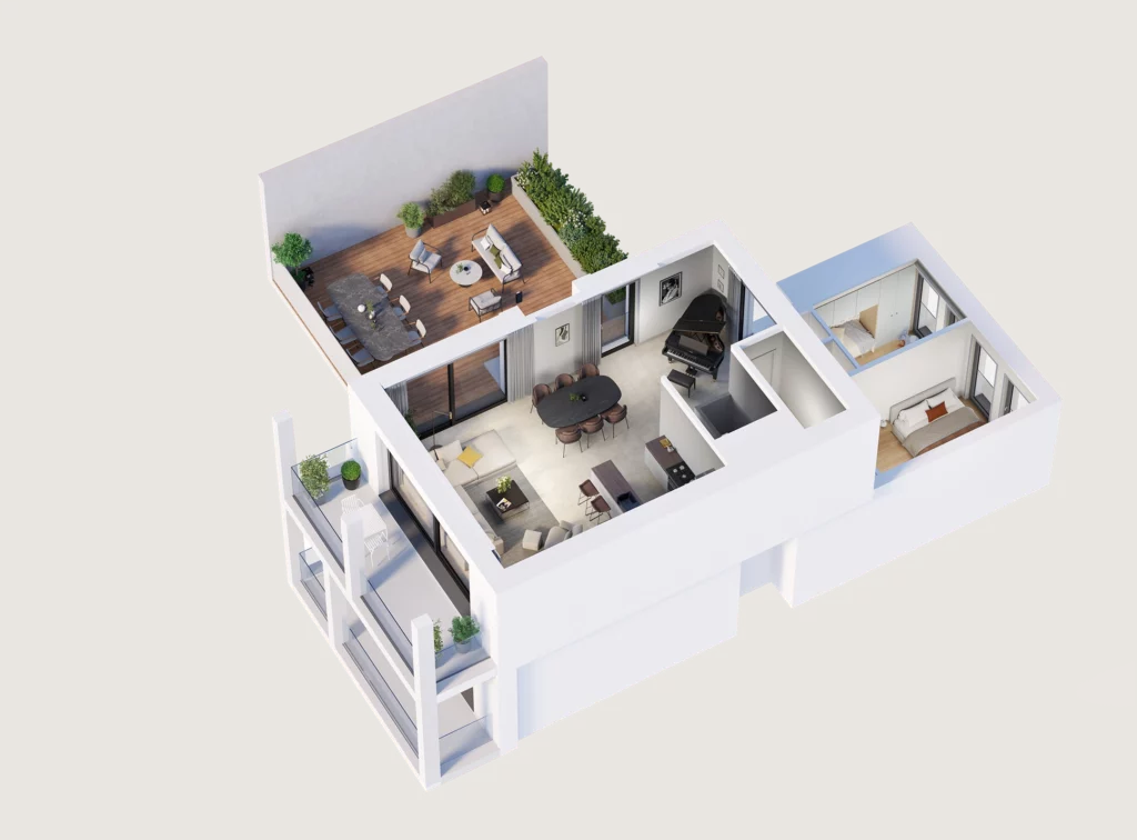 Vue d’un appartement lumineux de la résidence STOCK’L à Woluwe-Saint-Pierre